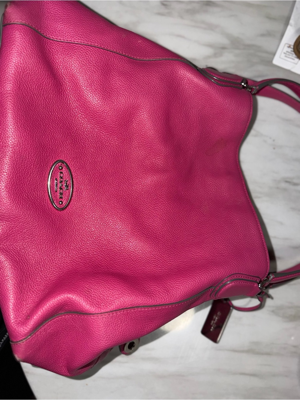 Coach Fuchsia Pebbled Leather Hobo Bag